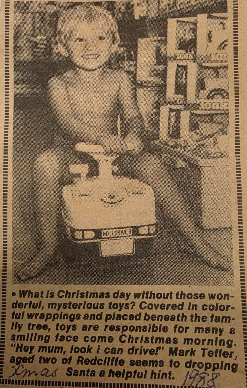 Mark Telfer newspaper clipping 1988